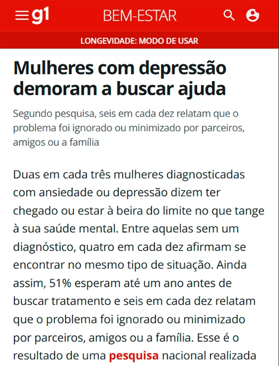 Manchete sobre saúde mental
